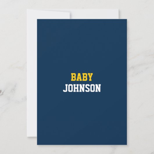 Michigan Blauw Geel Football Thema Baby shower Kaart (Achterkant)