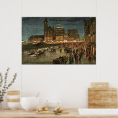 Michigan Boulevard in Night, Chicago 1911 Briefkaa Poster (Keuken)