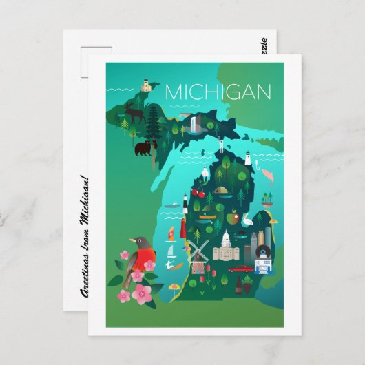 Michigan Briefkaart (Voorkant / Achterkant)