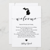 Michigan bruiloft welkomstbrief en reisschema Kaar Programmakaart (Voorkant / Achterkant)