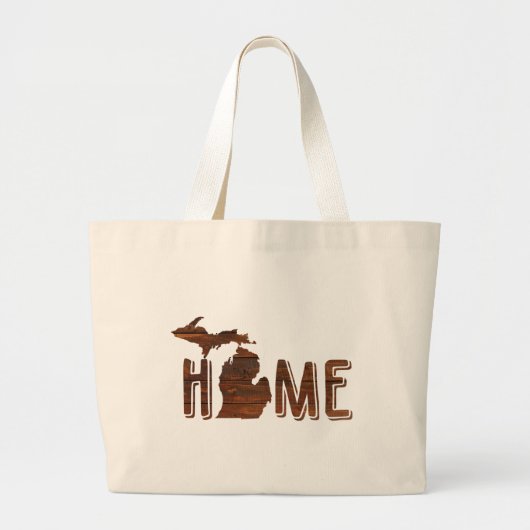 Michigan | Bruin hout Silhouette | Prachtig Grote Tote Bag (Voorkant)
