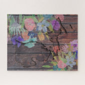 Michigan Carved Wood | Waterverf bloemen Legpuzzel (Horizontaal)