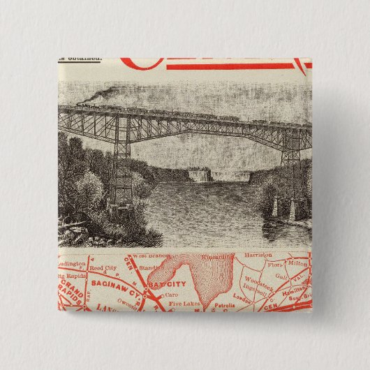 Michigan Central Railroad Vierkante Button 5,1 Cm (Voorkant)
