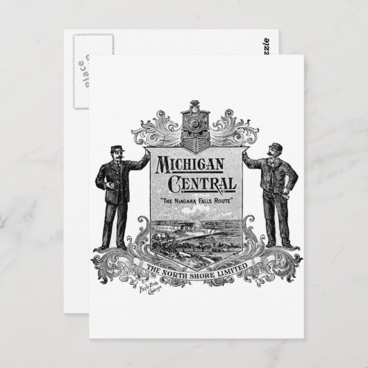  MICHIGAN CENTRALE RAILWEGLOGO BRIEFKAART (Voorkant / Achterkant)