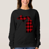 Michigan Christmas Red Plaid State kaart Sweatshir Trui (Voorkant)
