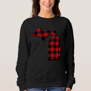 Michigan Christmas Red Plaid State kaart Sweatshir Trui