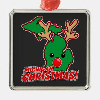 Michigan Christmas Reindeer Metalen Ornament