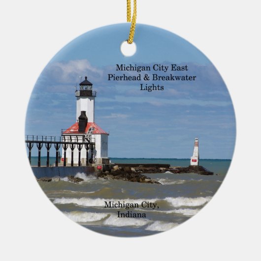 Michigan City East Pier & Bkw Lights Keramisch Ornament (Voorkant)