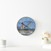 Michigan City East Pier & Breakwater Lights clock Ronde Klok (Huis)
