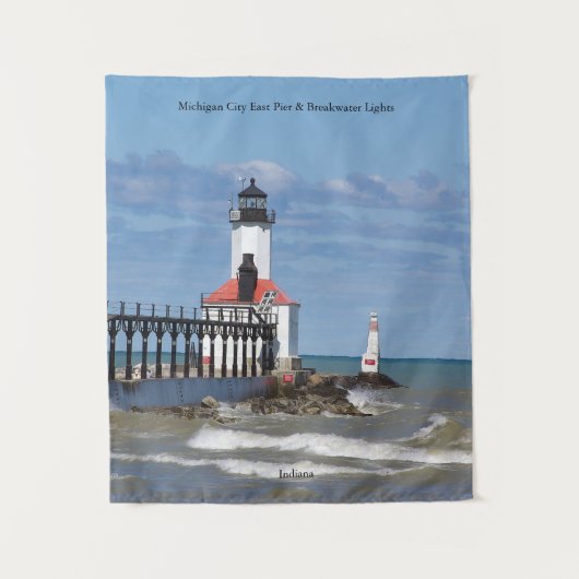 Michigan City East Pierhead & Bkw Lights tapestry Wandkleed (Voorkant)