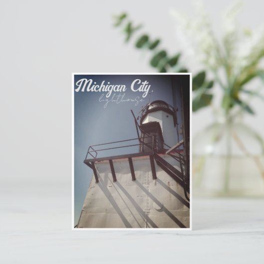 Michigan City in vuurtoren Briefkaart (Staand voorkant)