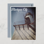Michigan City in vuurtoren Briefkaart (Voorkant / Achterkant)