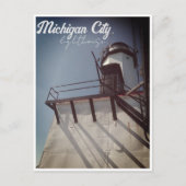 Michigan City in vuurtoren Briefkaart (Voorkant)