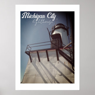 Michigan City in vuurtoren Poster