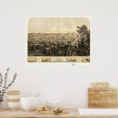 Michigan City Indiana 1868 Antiek Panorama Poster (Keuken)