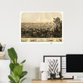 Michigan City Indiana 1869 Antiek Panorama Poster (Thuiskantoor)