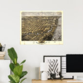 Michigan City Indiana 1869 Antiek Panorama Poster (Thuiskantoor)