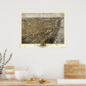 Michigan City Indiana 1869 Antiek Panorama Poster (Keuken)