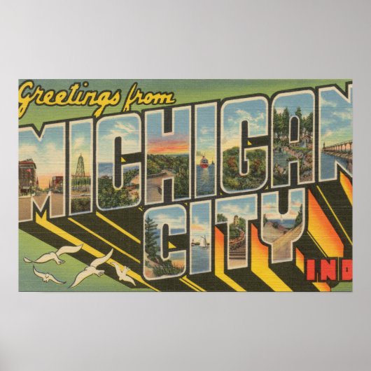 Michigan City, Indiana - grote letterscènes Poster (Voorkant)