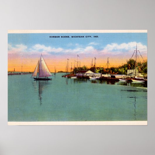 Michigan City Indiana Harbor Scene Poster (Voorkant)