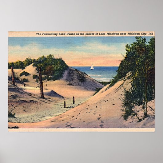Michigan City Indiana Sand Dunes 1940 Poster (Voorkant)