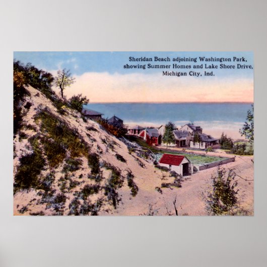 Michigan City Indiana Sheridan Beach, circa 1910 Poster (Voorkant)
