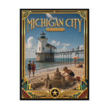 Michigan City Indiana Vintage Art Deco Gouden Tijd