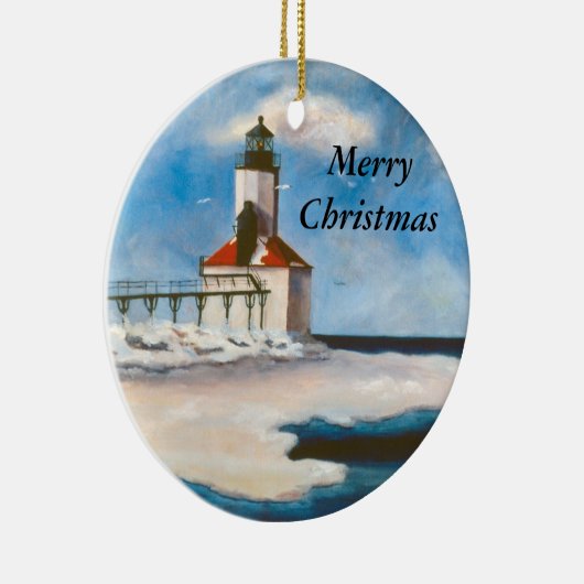 Michigan City Light-kerstversiering Keramisch Ornament (Rechts)