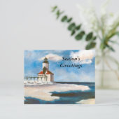 Michigan City Light Season's Greetings Briefkaart (Staand voorkant)