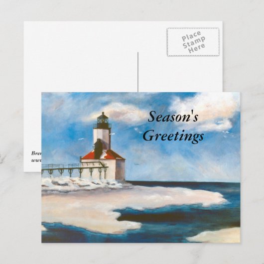Michigan City Light Season's Greetings Briefkaart (Voorkant / Achterkant)