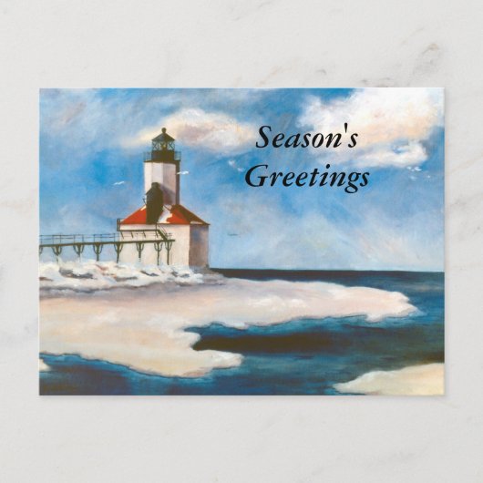 Michigan City Light Season's Greetings Briefkaart (Voorkant)