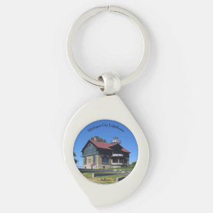 Michigan City Lighthouse metalen sleutelhanger