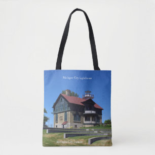 Michigan City Lighthouse overal tote bag
