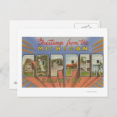 Michigan (Copper County) - Grote Letter-scènes Briefkaart (Voorkant / Achterkant)