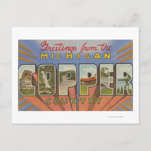 Michigan (Copper County) - Grote Letter-scènes Briefkaart (Voorkant)