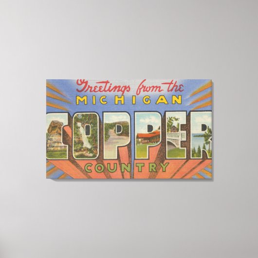 Michigan (Copper County) - Grote Letter-scènes Canvas Afdruk (Voorkant)