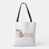 Michigan Copper State Silhouette met Home Text Tote Bag (Achterkant)