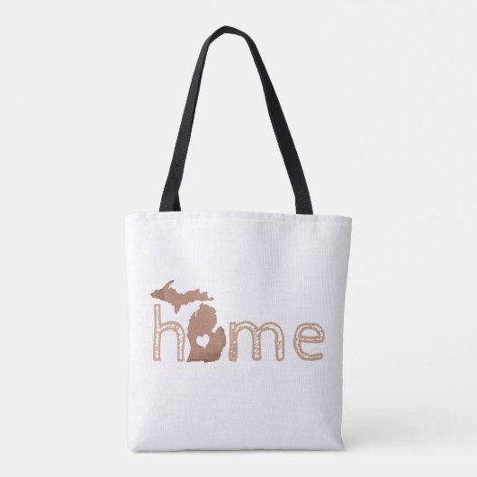 Michigan Copper State Silhouette met Home Text Tote Bag (Achterkant)