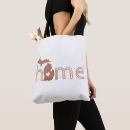 Michigan Copper State Silhouette met Home Text Tote Bag