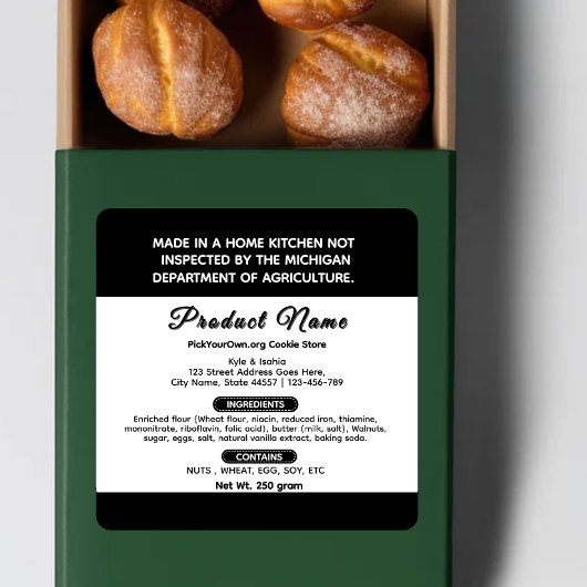 Michigan cottage food label