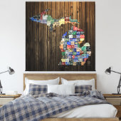 Michigan County's Licentie Bord Kaart Canvas 2014 (Insitu (Slaapkamer))