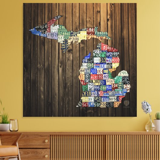 Michigan County's Licentie Bord Kaart Canvas 2014 (Insitu (Woonkamer))