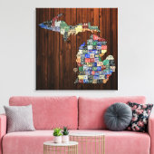 Michigan County's Licentie Bord Kaart Verpakt Canv Canvas Afdruk (Insitu (Woonkamer))
