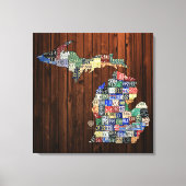 Michigan County's Licentie Bord Kaart Verpakt Canv Canvas Afdruk (Voorkant)