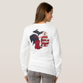 Michigan Cowgirl | Patriotic Michigan Horse Boots T-shirt (Achterkant volledig)
