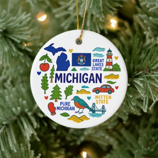 Michigan Custom Family Trip Christmas Keramisch Ornament (Boom)