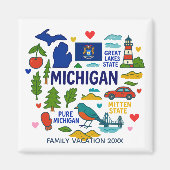 Michigan Custom Family Trip Keepsake Magneet (Voorkant)