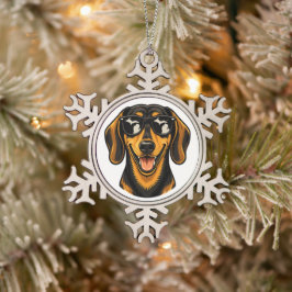 Michigan Dachshund die een zonnebril draagt Tin Sneeuwvlok Ornament