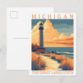 Michigan de Grote Meren Staat Verenigde Staten Tra Briefkaart (Voorkant / Achterkant)