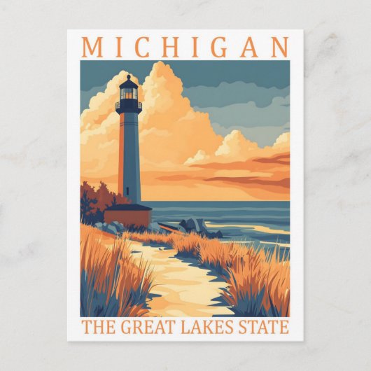 Michigan de Grote Meren Staat Verenigde Staten Tra Briefkaart (Voorkant)